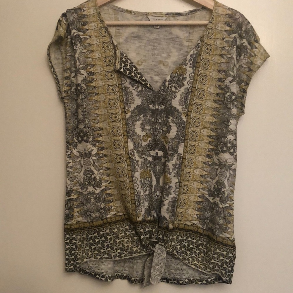 Lucky Brand Cap Sleeve Knot Front Top - Size S
